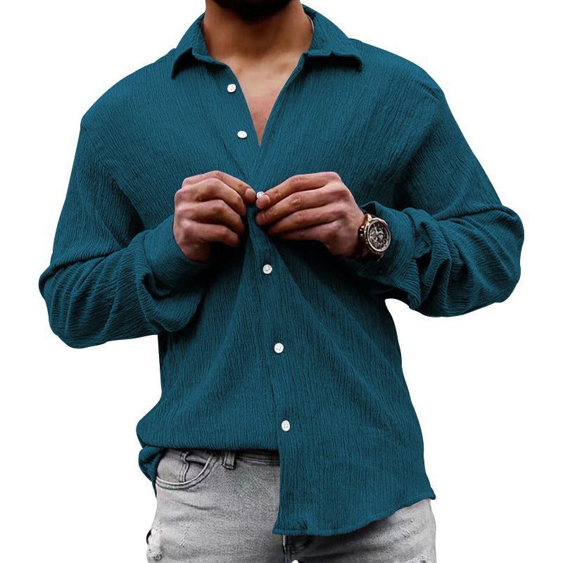 Loose Plus Size Solid Color Shirt Lapel Long Sleeve Casual Shirt - Jointcorp