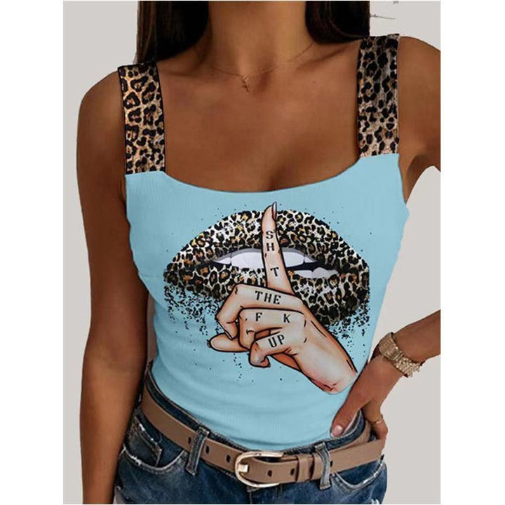 Women's Sexy Camisole Lip Printings Vest Top - Jointcorp