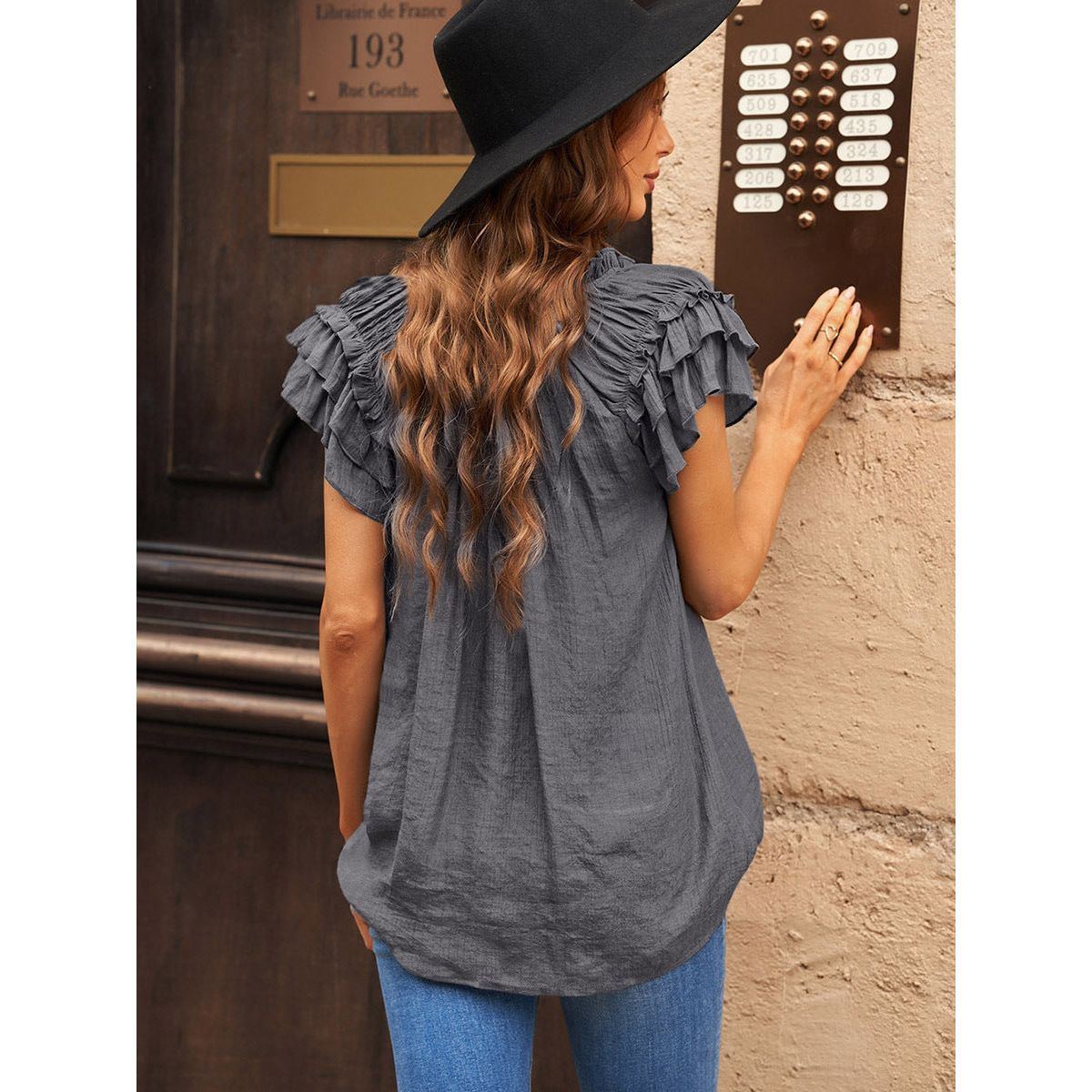 Short Sleeve Top Casual Loose Solid Color T-shirt