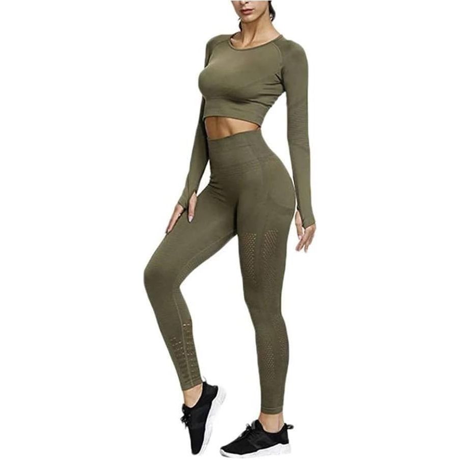 Women's Yoga Outfits 2 Piece High Waisted Leggings with Sports Bra Gym Clothes Sets