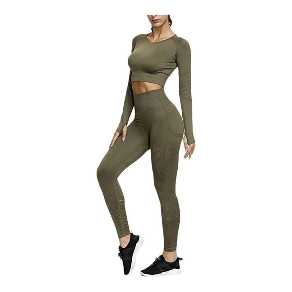 Women's Yoga Outfits 2 Piece High Waisted Leggings with Sports Bra Gym Clothes Sets