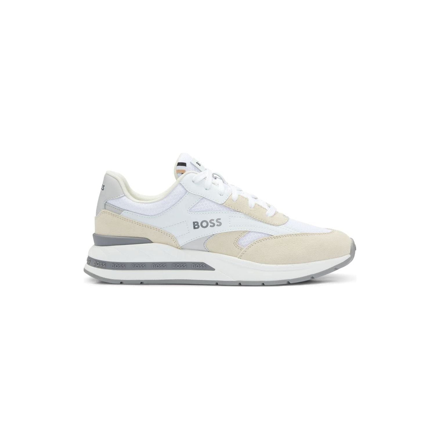 BOSS Mens Kurt Runn Mixed-Material lace-up Trainers with Suede Trims Size