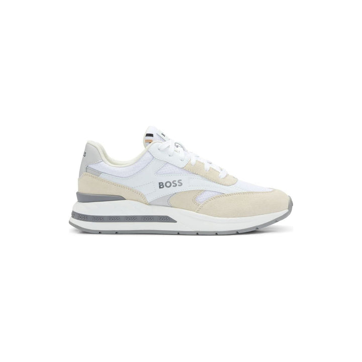 BOSS Mens Kurt Runn Mixed-Material lace-up Trainers with Suede Trims Size
