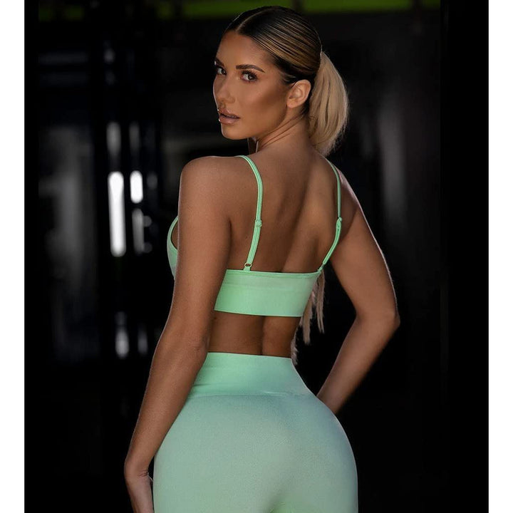 Sports Bra Seamless Top Yoga Running Gym Crop Top Spaghetti Strap Push Up Bra Sportswear Fitness Full Cup Dolly Candy Colors for Women