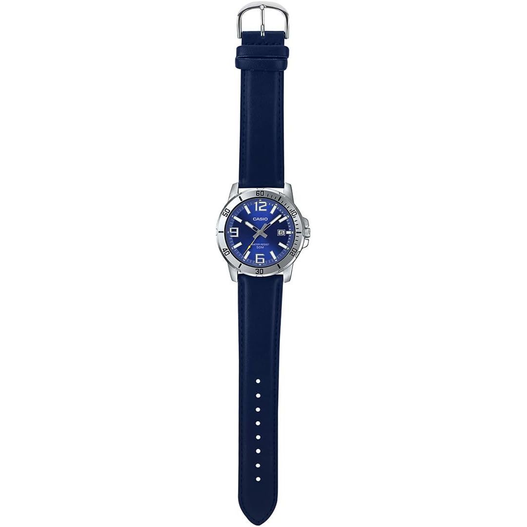 Casio Mens Quartz Watch, Analog Display And Leather Strap Mtp-Vd01L-2Bvudf