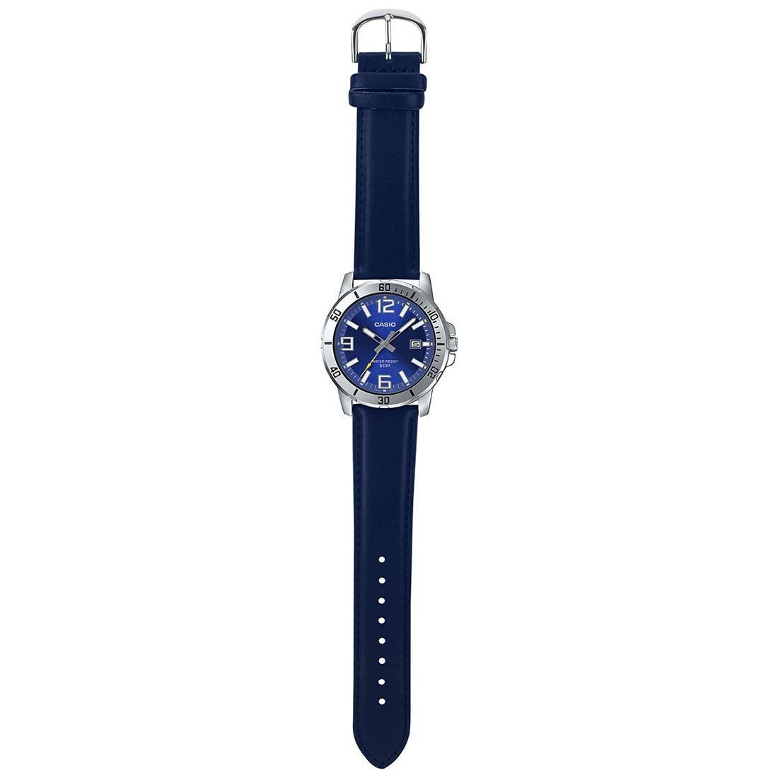 Casio Mens Quartz Watch, Analog Display And Leather Strap Mtp-Vd01L-2Bvudf