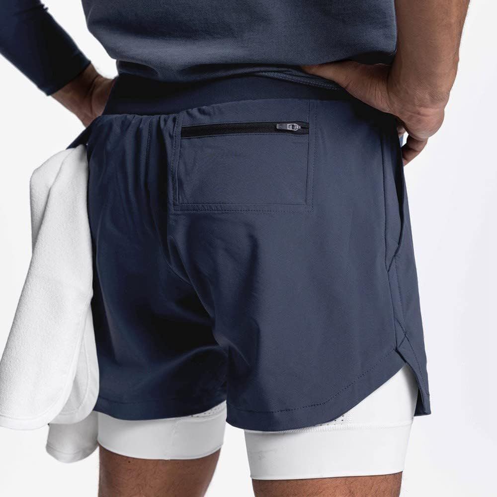 Mens Running Shorts,Workout Running Shorts for Men, 2-in-1 Stealth Shorts, Men's Activewear Quick Dry Gym Yoga Outdoor Sports Shorts with Phone Pockets