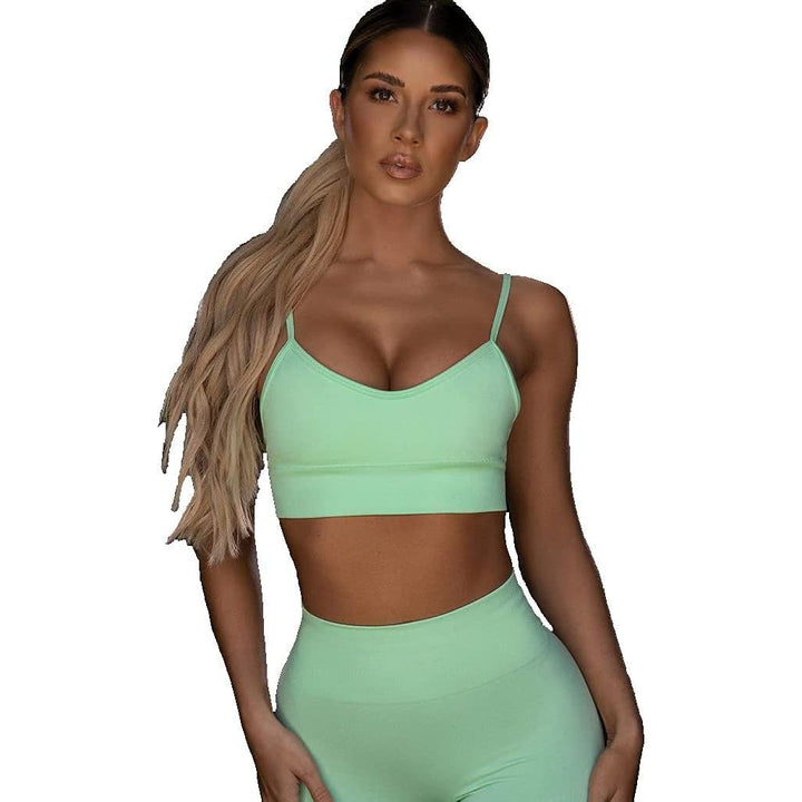 Sports Bra Seamless Top Yoga Running Gym Crop Top Spaghetti Strap Push Up Bra Sportswear Fitness Full Cup Dolly Candy Colors for Women