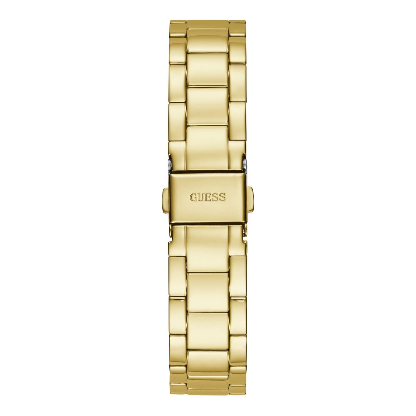 GUESS 36mm Stainless Steel Day-Date Watch with Coin Edge Bezel