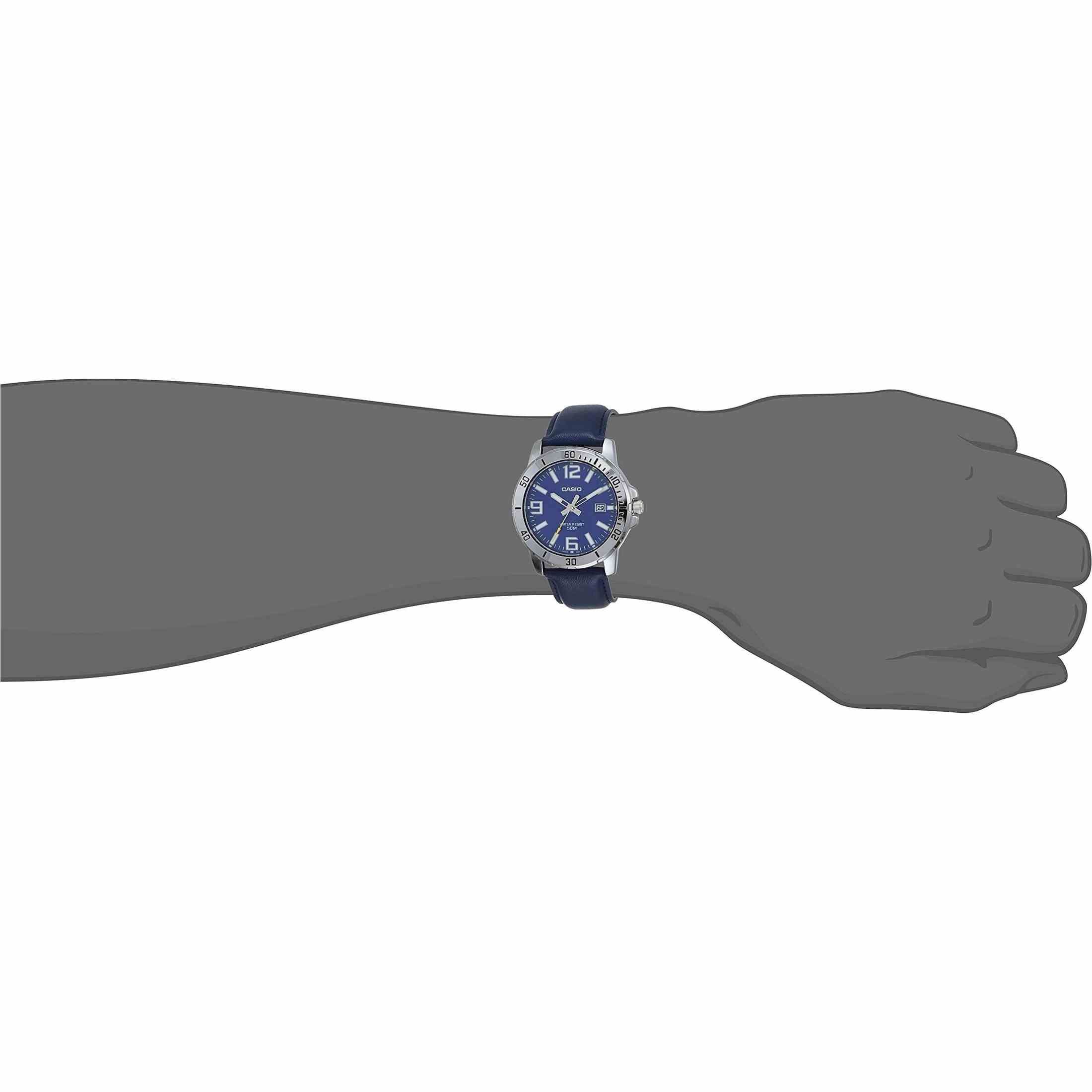 Casio Mens Quartz Watch, Analog Display And Leather Strap Mtp-Vd01L-2Bvudf