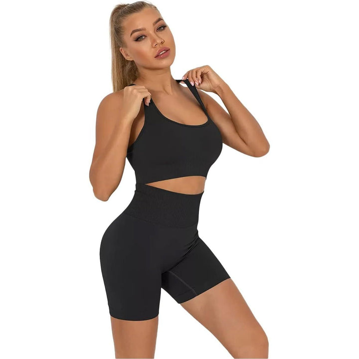 Seamless Women's Yoga Set Gym Wear, Workout Fitness Clothes, Sports Crop Top and Cycling Short, Tracksuit Two Piece Outfit (S)