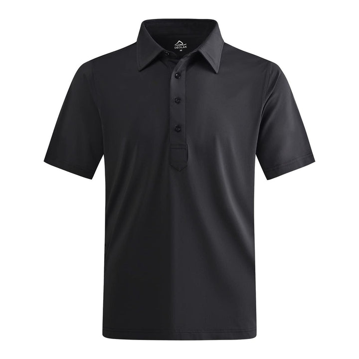 DEOLAX Mens Shirts Solid Color Dress Collar Mens Polo Shirts Short Sleeve Slim Fit Mens Golf Shirt