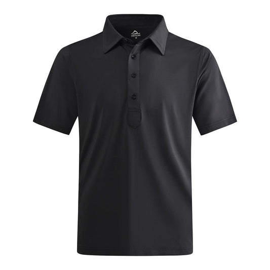 DEOLAX Mens Shirts Solid Color Dress Collar Mens Polo Shirts Short Sleeve Slim Fit Mens Golf Shirt