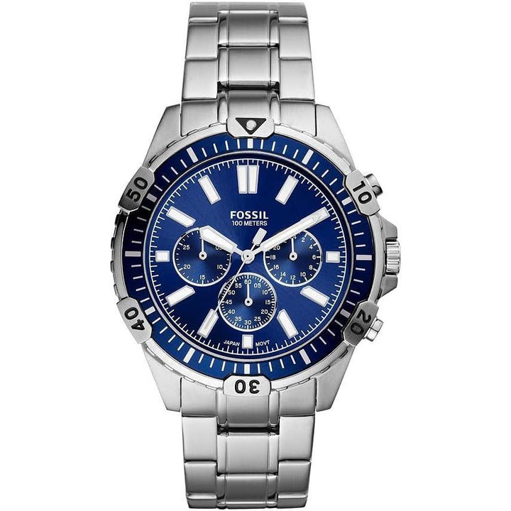 Fossil Garrett Men's Blue Dial Stainless Steel Analog Watch - FS5623