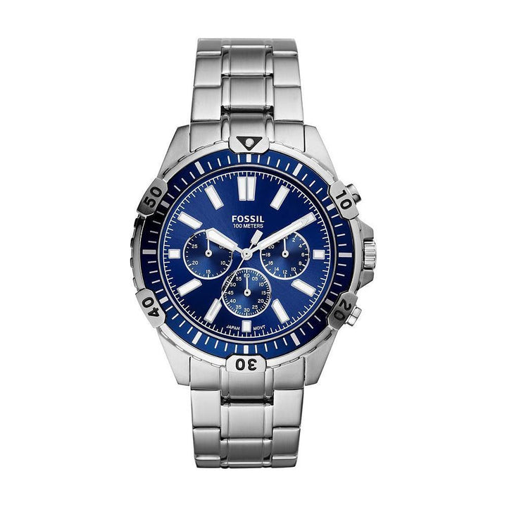 Fossil Garrett Men's Blue Dial Stainless Steel Analog Watch - FS5623
