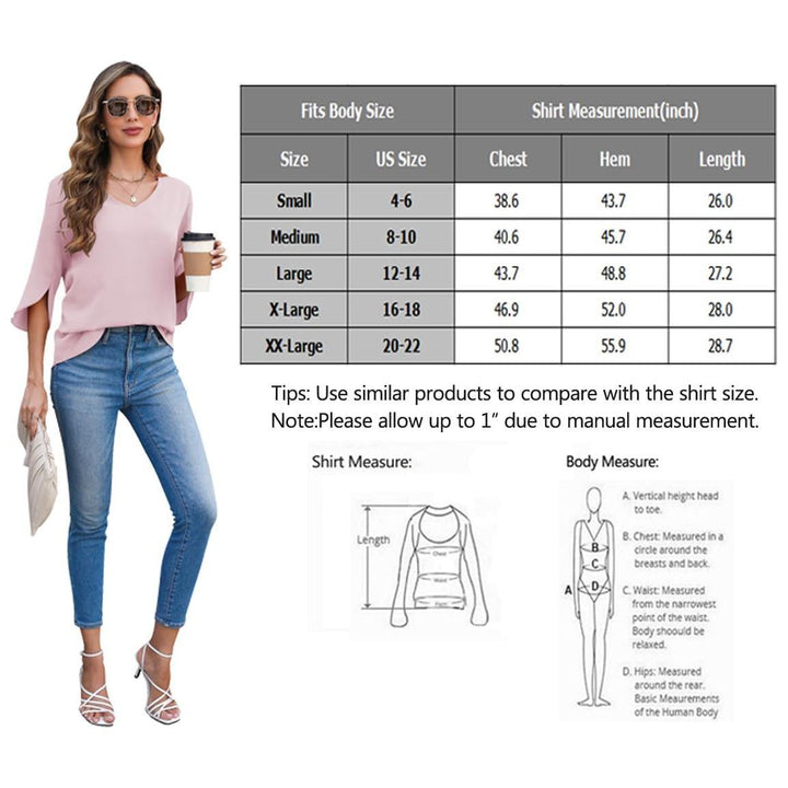 Halife Womens Blouses Dressy Casual 3/4 Sleeve V Neck Loose Tunic Shirts Tops