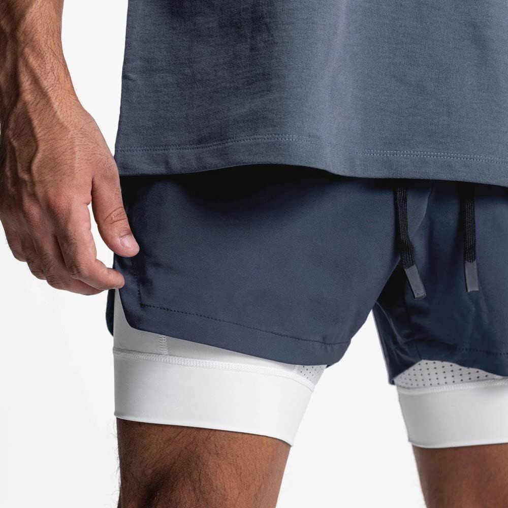 Mens Running Shorts,Workout Running Shorts for Men, 2-in-1 Stealth Shorts, Men's Activewear Quick Dry Gym Yoga Outdoor Sports Shorts with Phone Pockets
