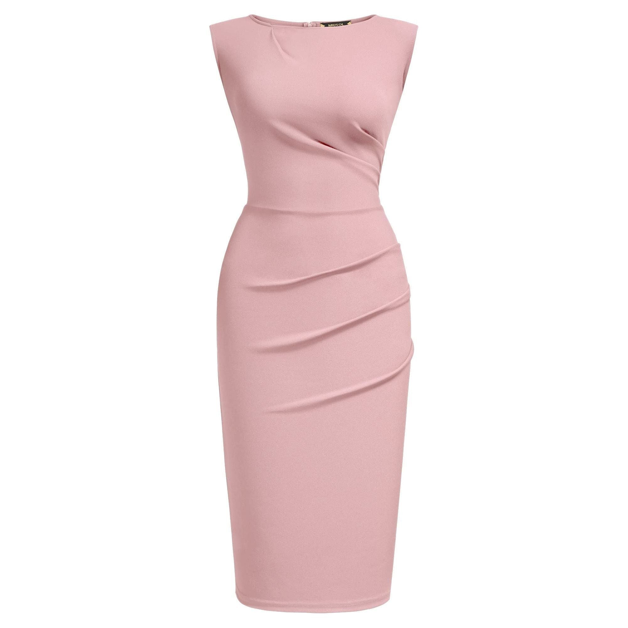 Miusol Women's Retro Ruffle Style Slim Work Pencil Dress