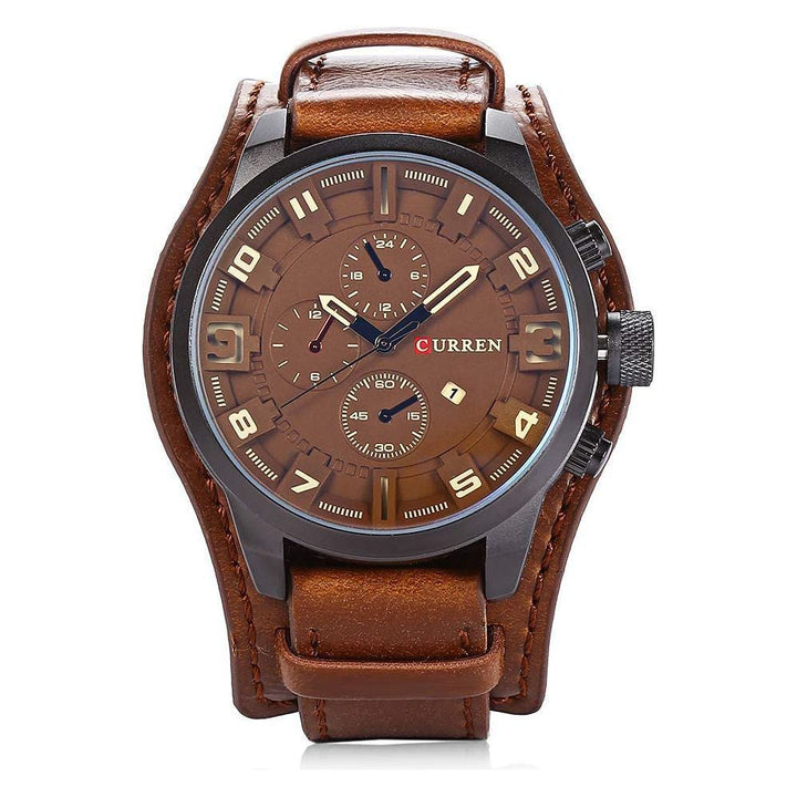 Curren 8225 Casual Decorative Sub-dial Male Quartz Watch Brown watch for Men - Casual Watch Brown
