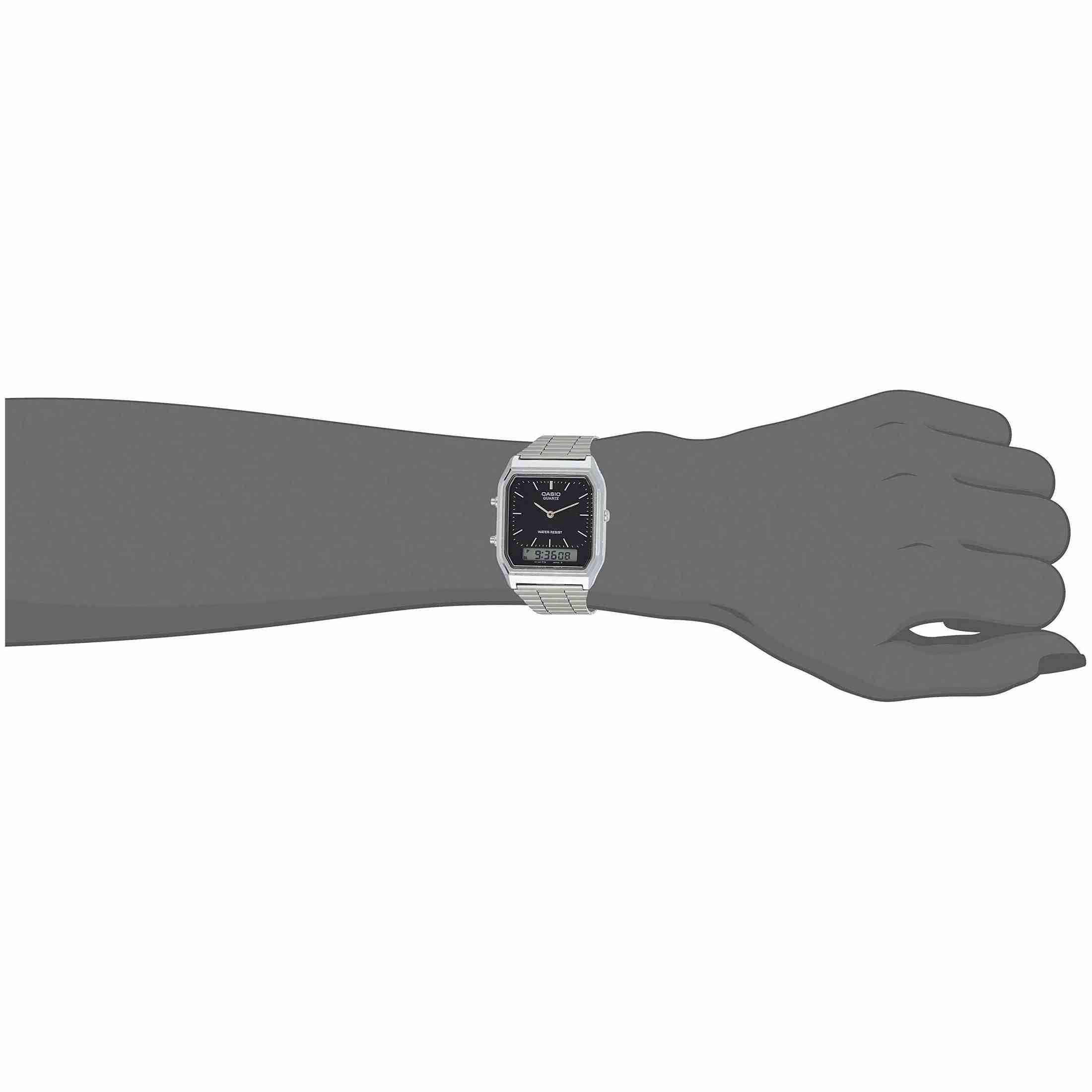 Casio Unisex-Adult Quartz Watch, Analog-Digital Display and Stainless Steel Strap