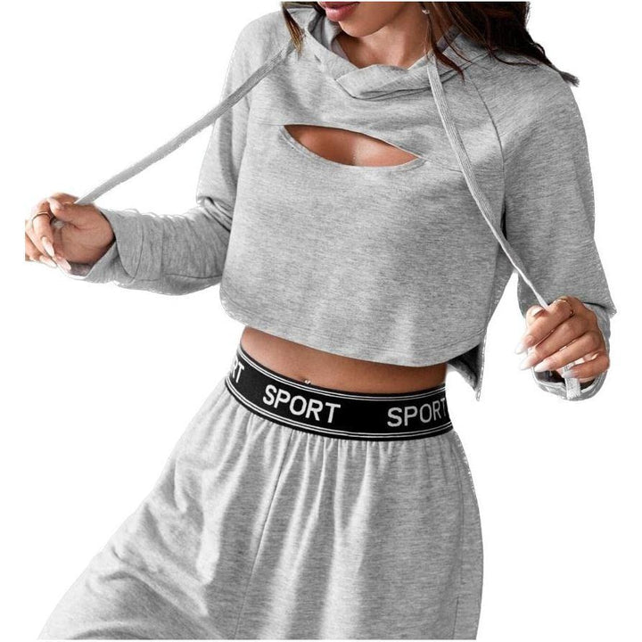Sweatshirt Hooded Drawstring Seamless Yoga Crop Top Long Sleeves Workout Fitness Gym Athletic Shirt Sportswear for Women