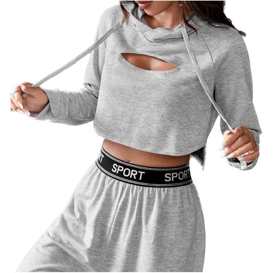 Sweatshirt Hooded Drawstring Seamless Yoga Crop Top Long Sleeves Workout Fitness Gym Athletic Shirt Sportswear for Women