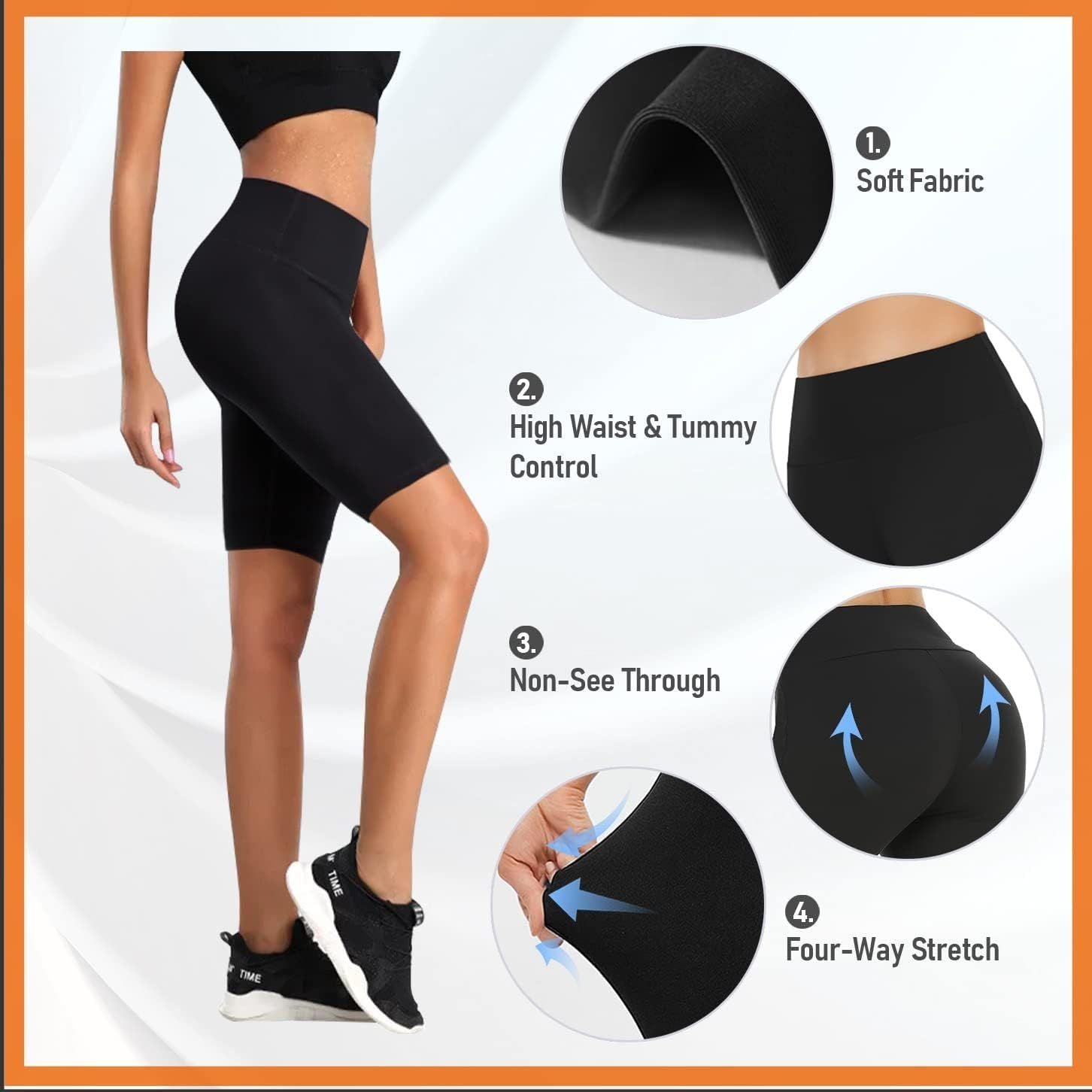 MOREFEEL 3 Pack Biker Shorts Women-High Waisted Butt Lifting Workout Athletic Sports Summer Short Leggings