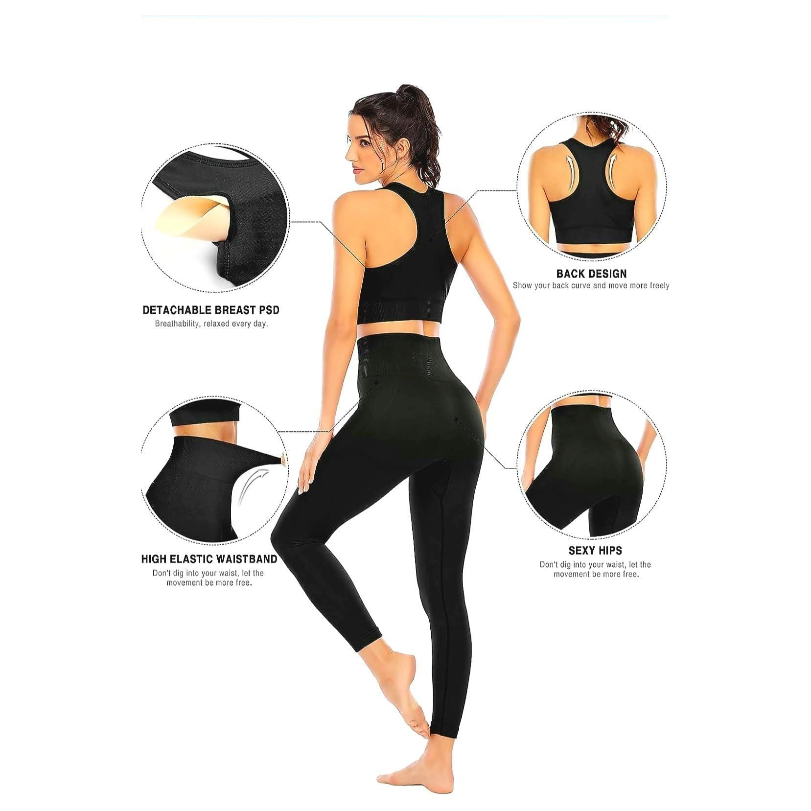 GABONI Women's 2-Piece Activewear Set, Top and Leggings - Moisture-Wicking, Tummy Control Seamless Yoga Set, Stretchable, Comfortable, and Stylish. Shorts and Bra for Gym, Yoga, Stretching, Worckout