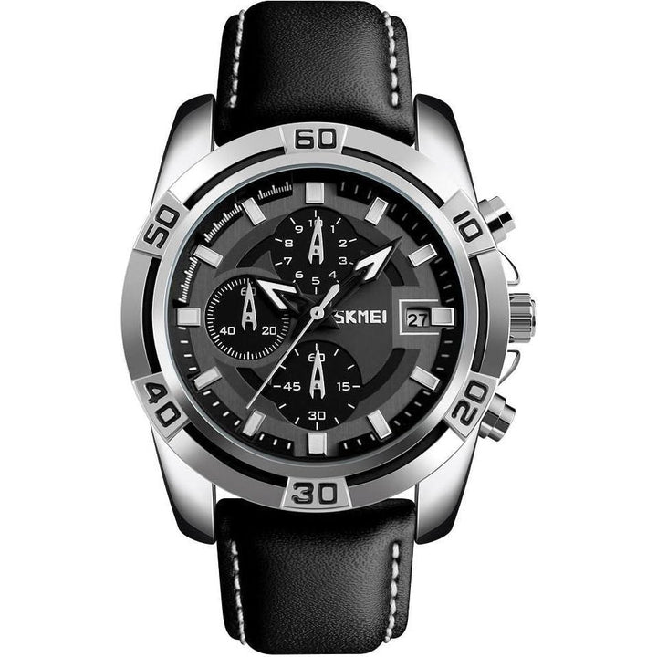 SKMEI Men's Copeland Stainless Steel and Leather Casual Quartz Watch