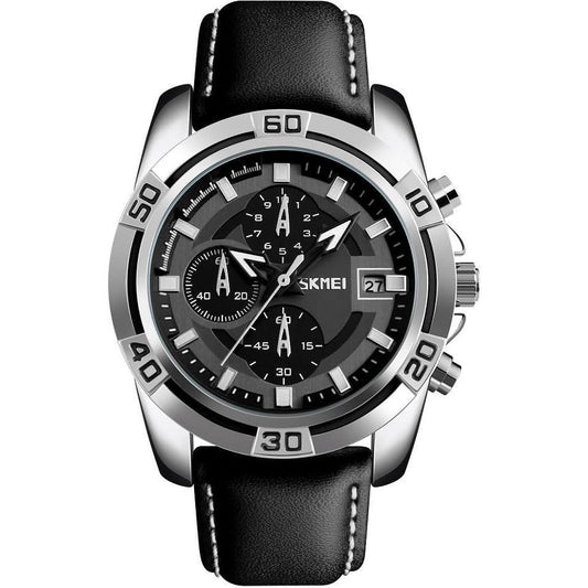 SKMEI Men's Copeland Stainless Steel and Leather Casual Quartz Watch
