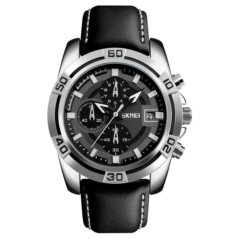 SKMEI Men's Copeland Stainless Steel and Leather Casual Quartz Watch