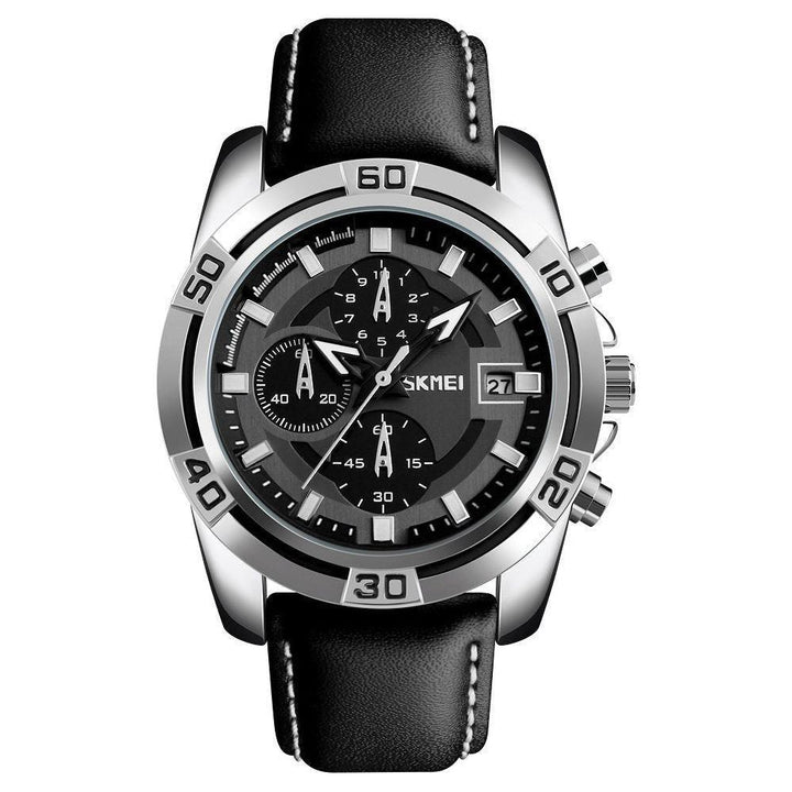 SKMEI Men's Copeland Stainless Steel and Leather Casual Quartz Watch