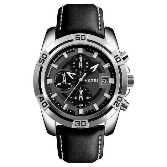 SKMEI Men's Copeland Stainless Steel and Leather Casual Quartz Watch