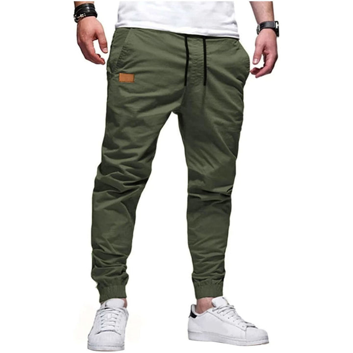 Men's Joggers Cotton Drawstring Outdoor Hiking Pants Casual Stretch Elastic Waist Track Pants Twill Jogging Sweatpants
