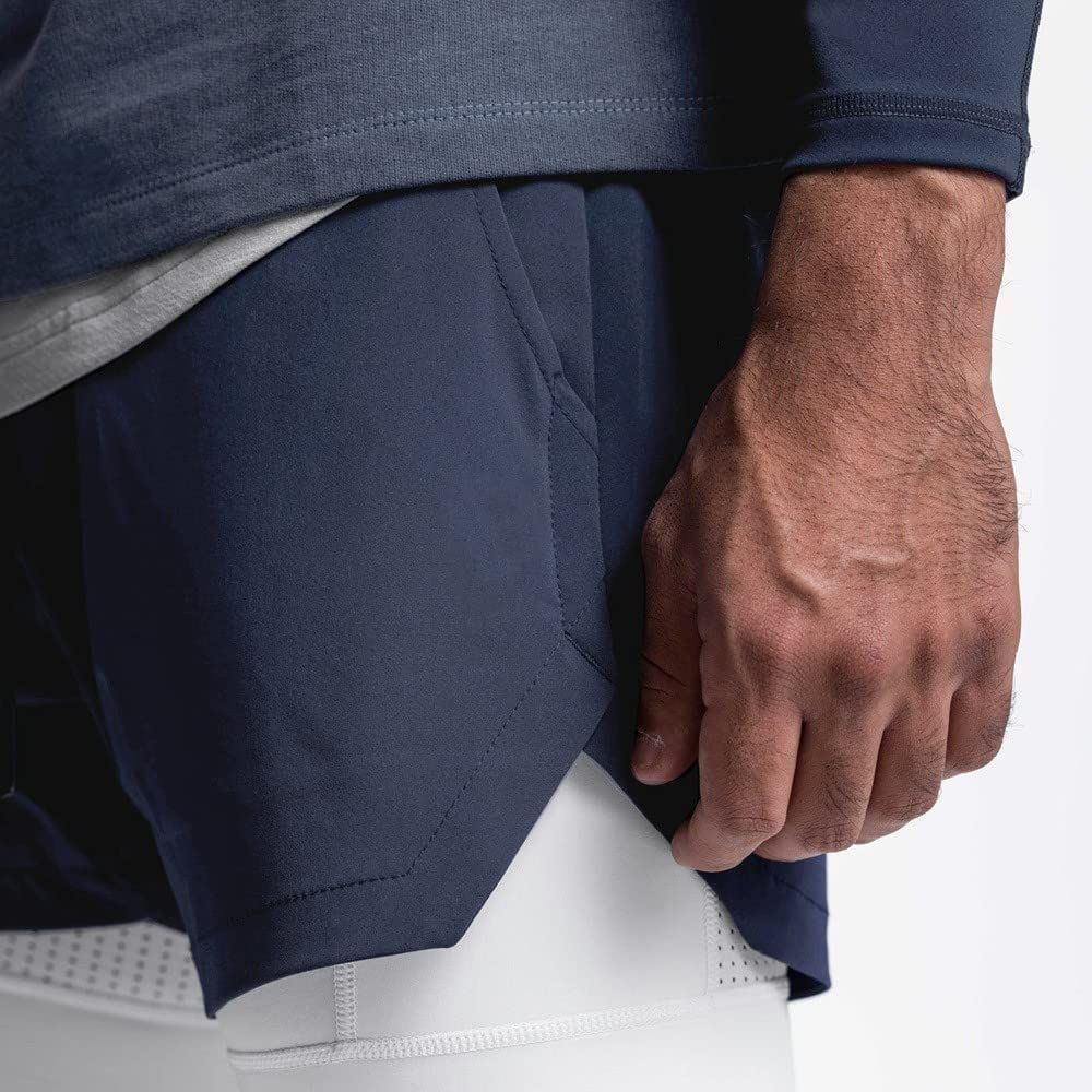 Mens Running Shorts,Workout Running Shorts for Men, 2-in-1 Stealth Shorts, Men's Activewear Quick Dry Gym Yoga Outdoor Sports Shorts with Phone Pockets