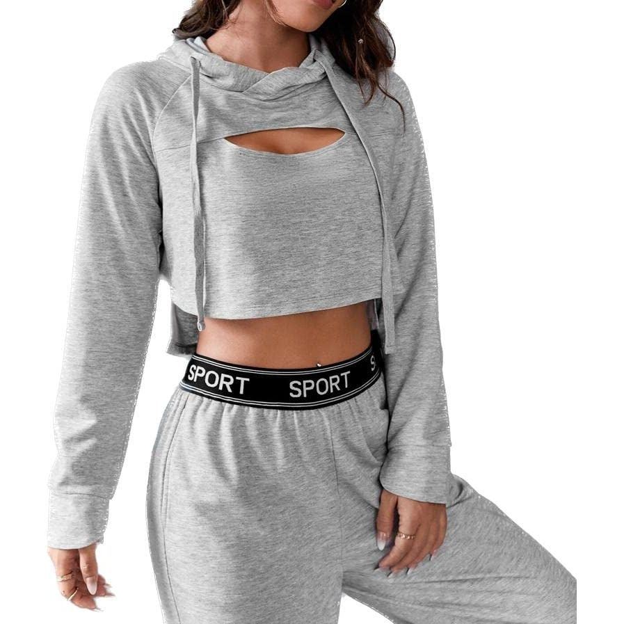 Sweatshirt Hooded Drawstring Seamless Yoga Crop Top Long Sleeves Workout Fitness Gym Athletic Shirt Sportswear for Women