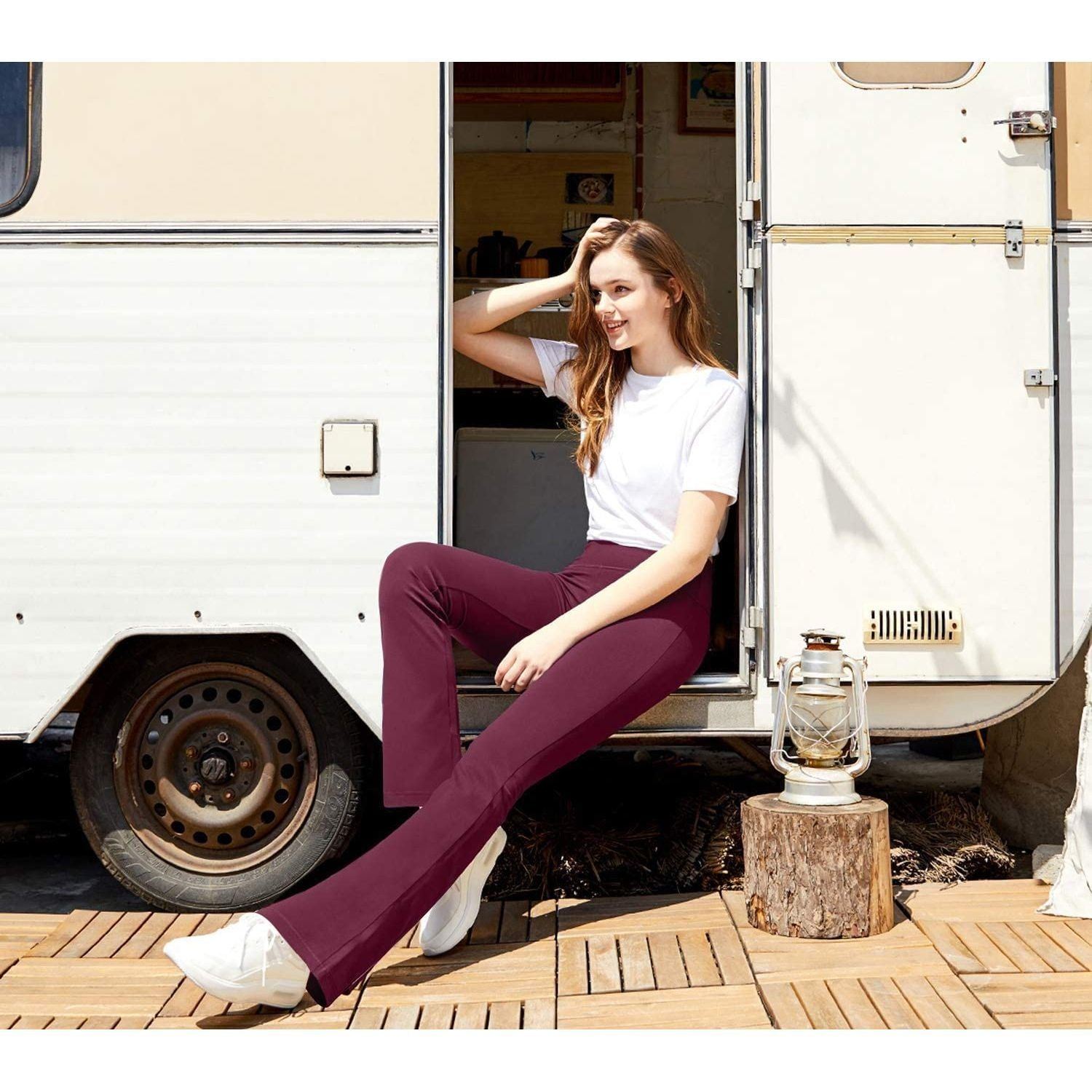 Women’s Bootcut Yoga Pants - Flare Leggings for Women Buttery Soft High Waisted Crossover Workout Lounge Bell Bottom Jazz Dress Pants Bootleg Work Pants Casual Wide Leg Long Palazzo Pants