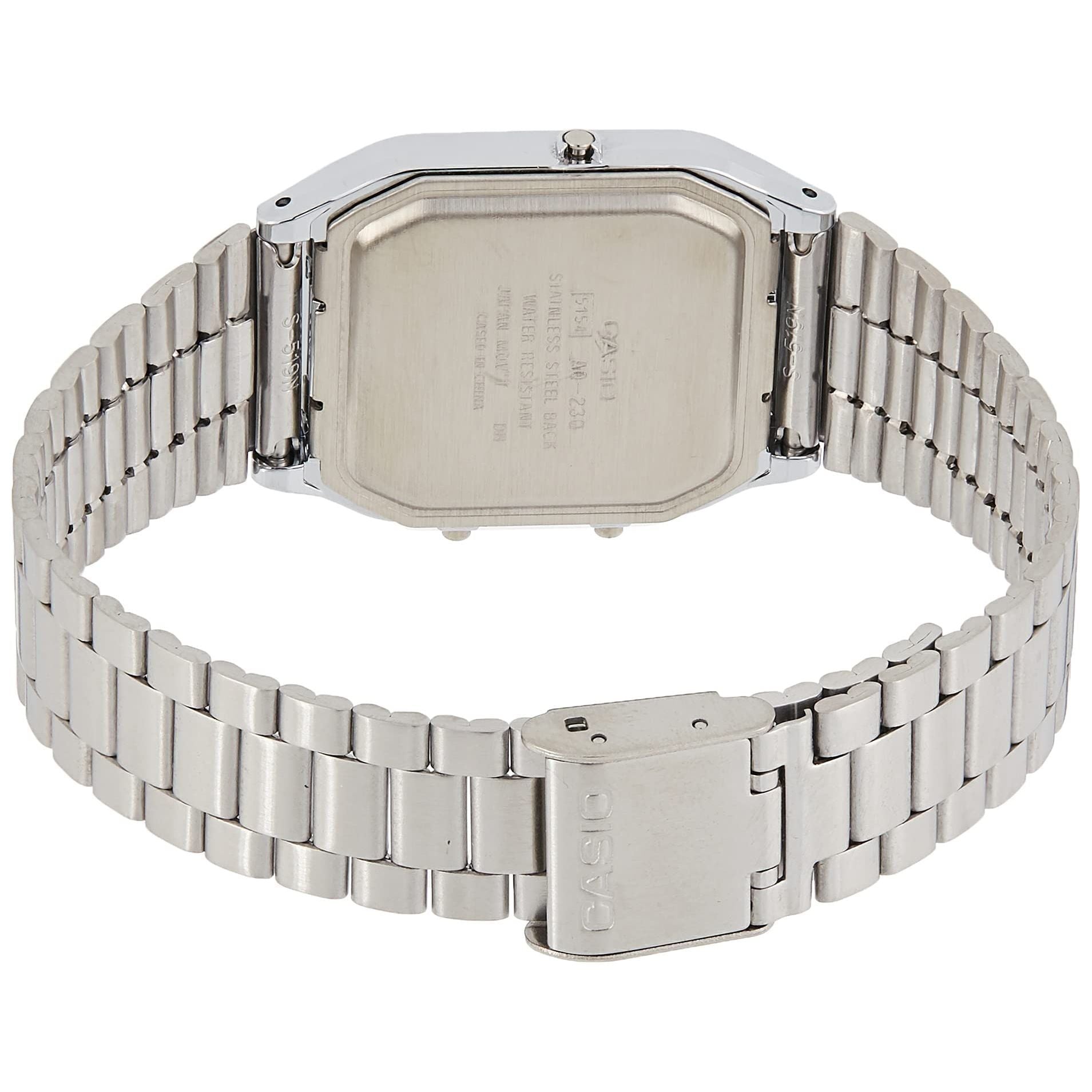 Casio Unisex-Adult Quartz Watch, Analog-Digital Display and Stainless Steel Strap