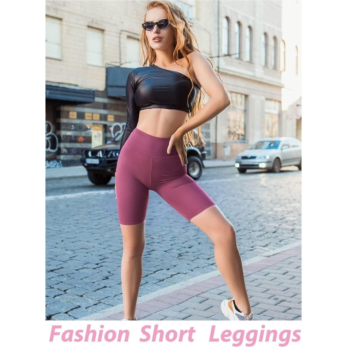 MOREFEEL 3 Pack Biker Shorts Women-High Waisted Butt Lifting Workout Athletic Sports Summer Short Leggings