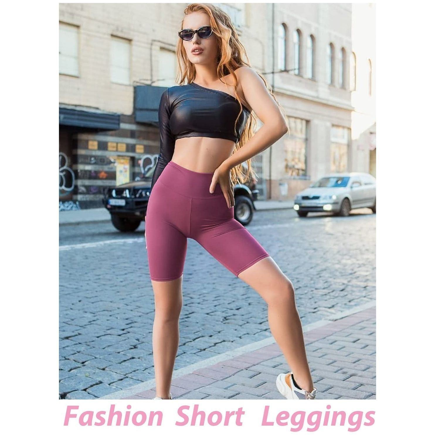 MOREFEEL 3 Pack Biker Shorts Women-High Waisted Butt Lifting Workout Athletic Sports Summer Short Leggings