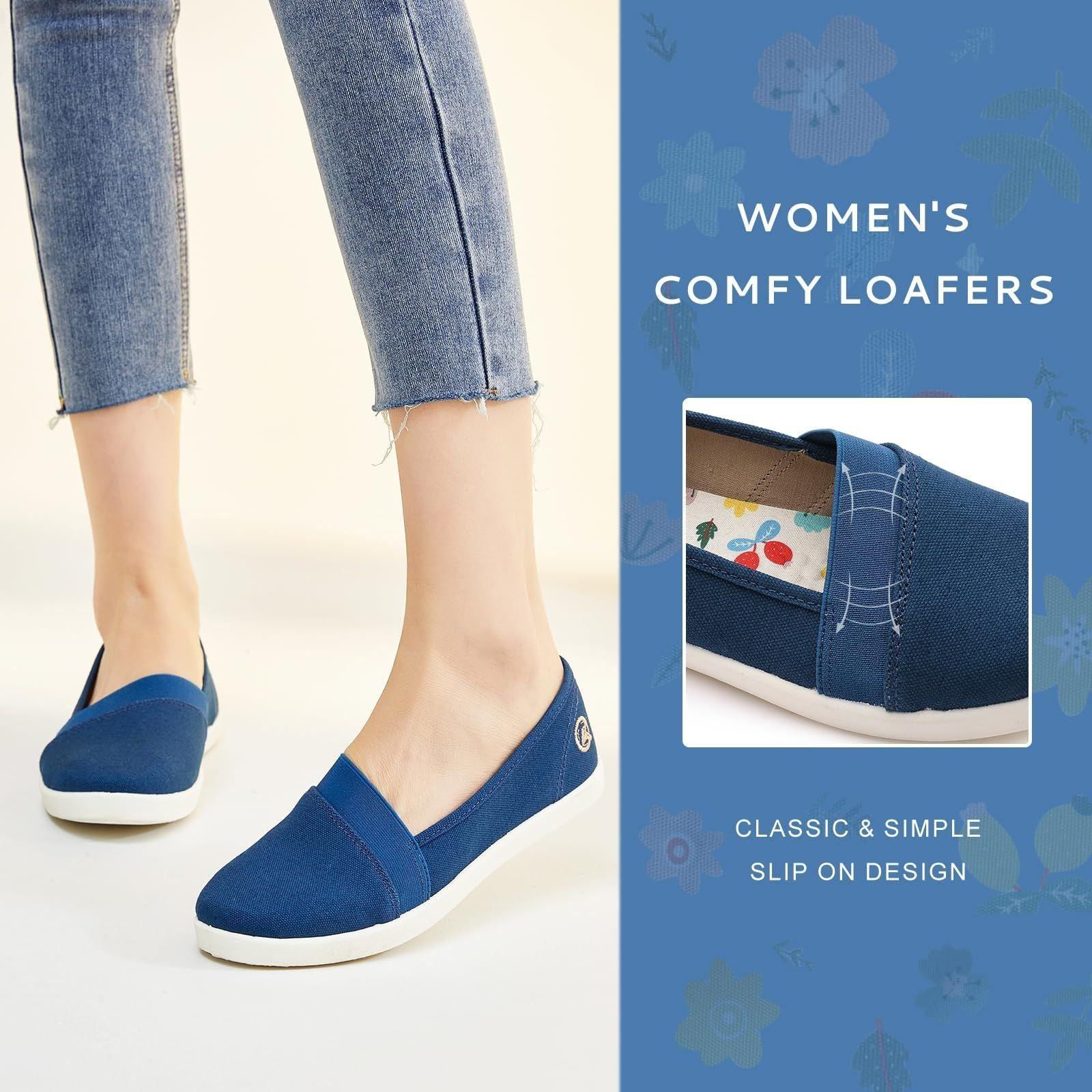 Kkyc Women's Shoes Comfy Fashion Loafers Slip on Canvas Sneakers Cute Nurse Work Flats Casual Walking Shoes