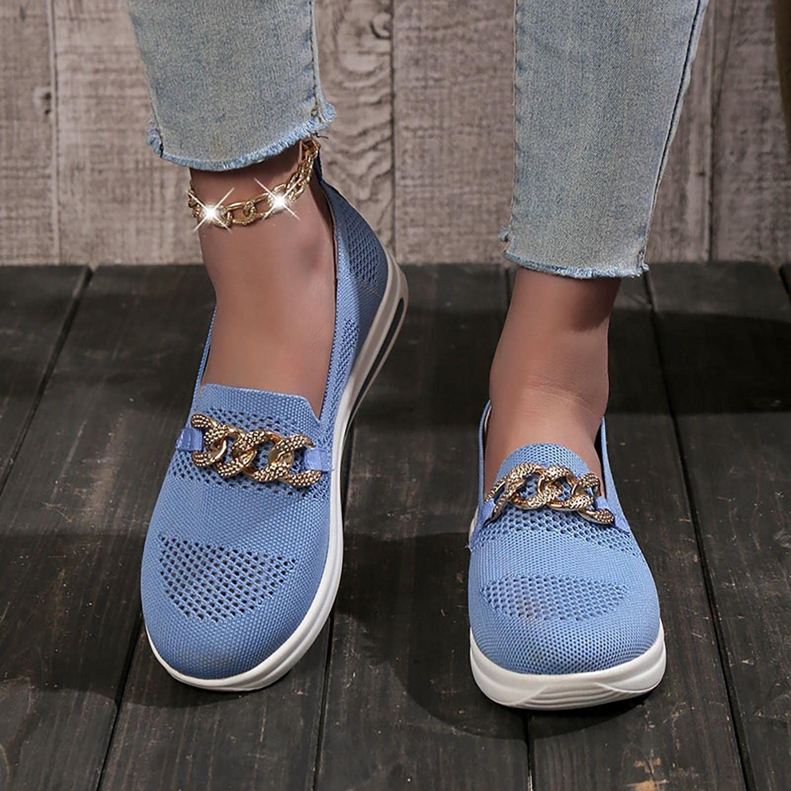 LANUOP Women's Casual Slip On Walking Flat Shoes,with Arch Support Shoes for Women | Women Casual Shoes for Leisure, Walk, Work, Shopping, Gardening