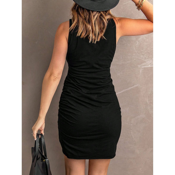 GORGLITTER Women's Sleeveless Ruched Side Tank Dress Pencil Mini Dress