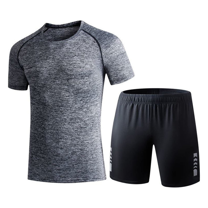 Men's Workout Clothes Athletic Shorts Shirt Set for Basketball Football Gym Sports.