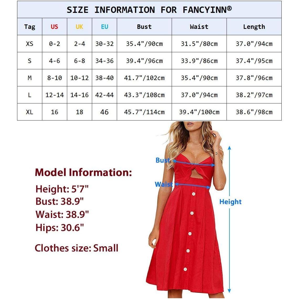 FANCYINN Womens Floral Prints Tie Front Button Down Spaghetti Strap Midi Dress