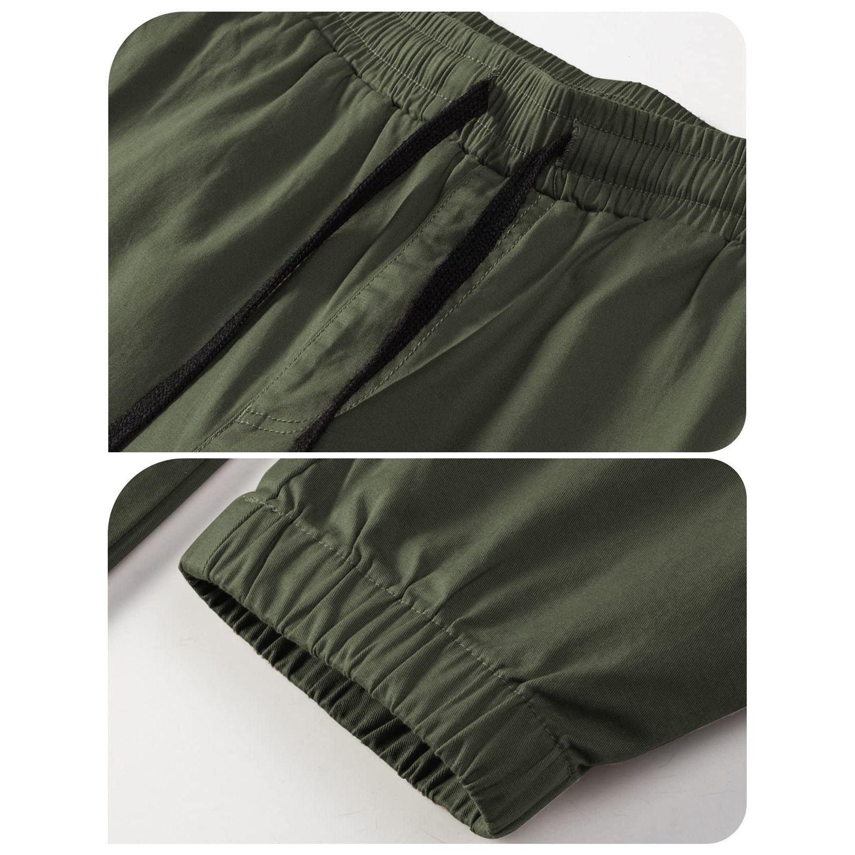 Men's Joggers Cotton Drawstring Outdoor Hiking Pants Casual Stretch Elastic Waist Track Pants Twill Jogging Sweatpants