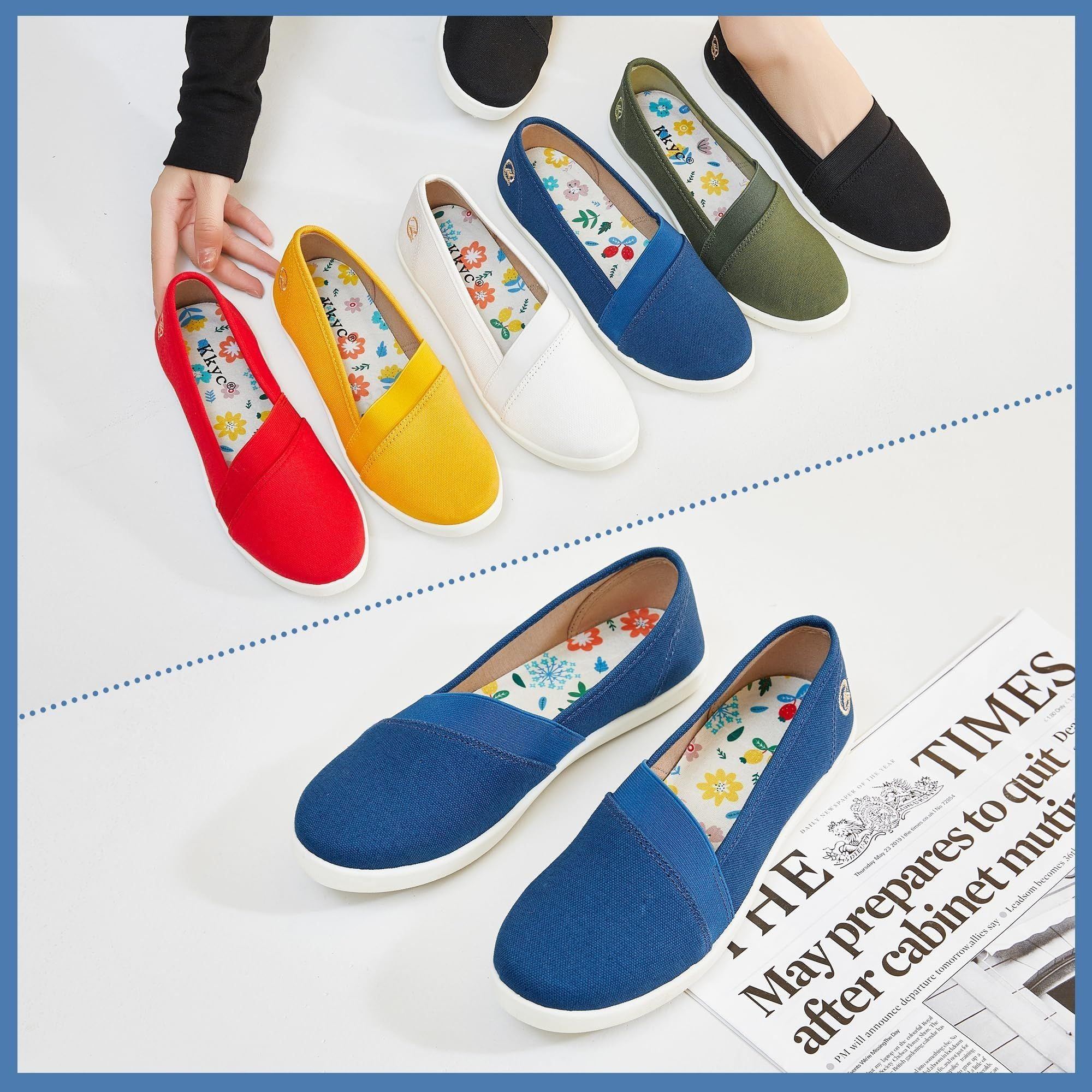Kkyc Women's Shoes Comfy Fashion Loafers Slip on Canvas Sneakers Cute Nurse Work Flats Casual Walking Shoes