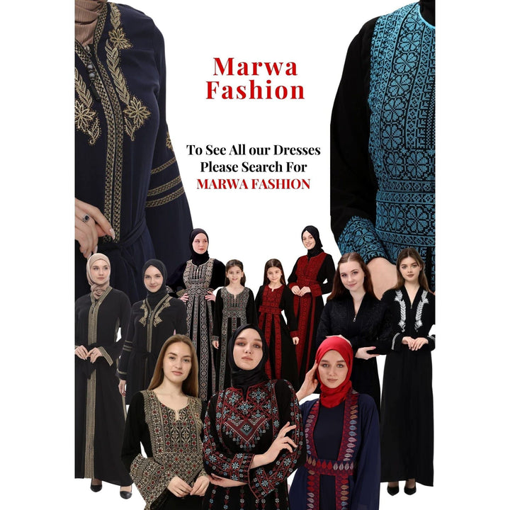Marwa Fashion Palestinian Thobe Dress for Women - Traditional Palestinian Dress for Girl with Beautiful Embroidery