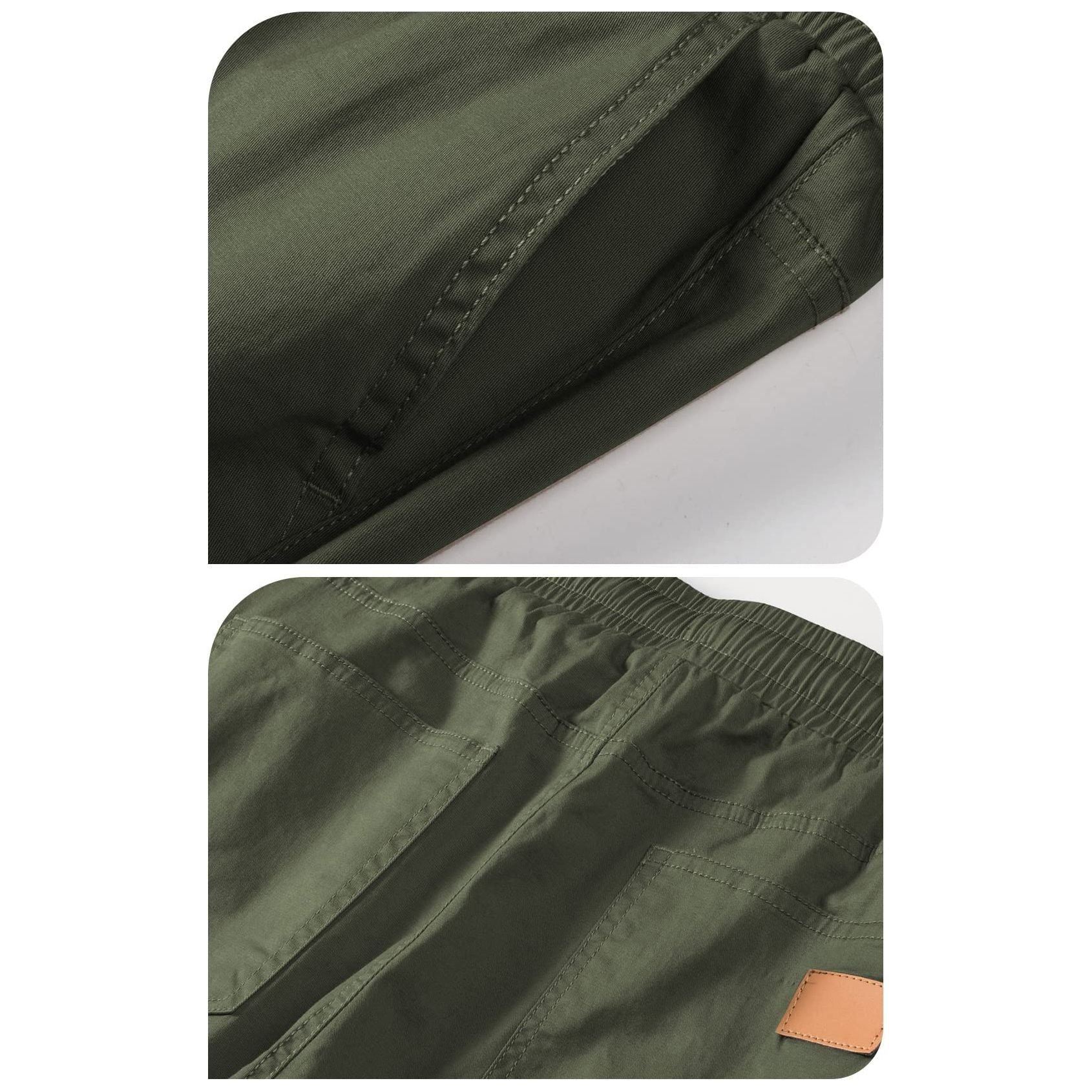 Men's Joggers Cotton Drawstring Outdoor Hiking Pants Casual Stretch Elastic Waist Track Pants Twill Jogging Sweatpants