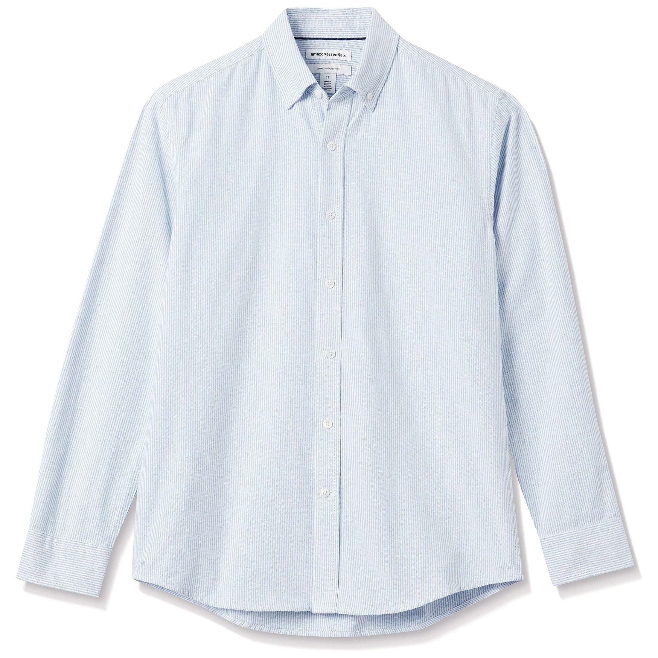 Amazon Essentials Men's Regular-Fit Long-Sleeve Oxford Shirt, Blue, Stripe, XX-Large
